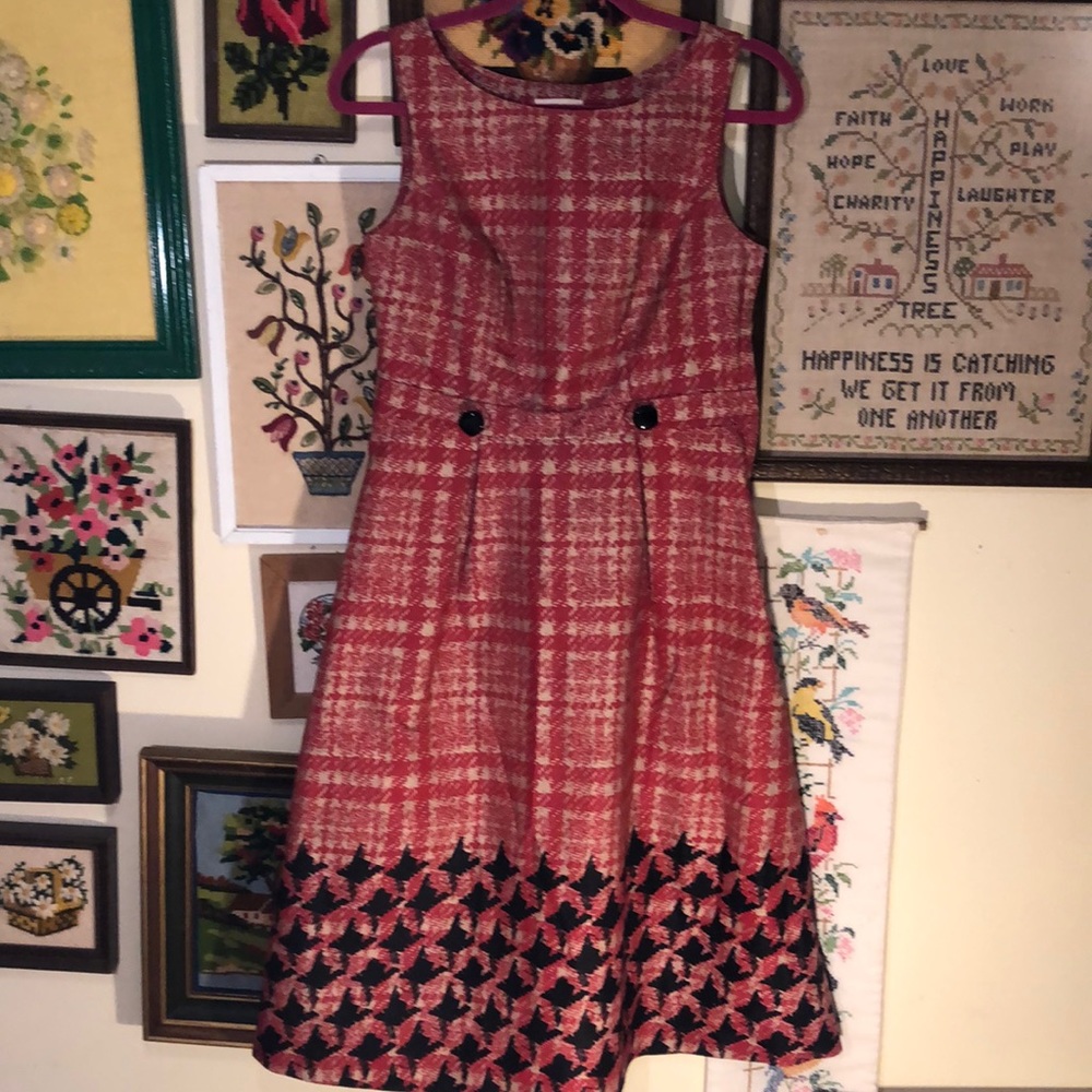 Houndstooth print Christmas party dress